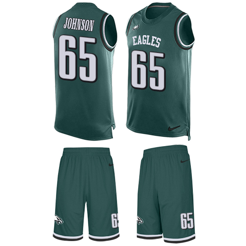 Nike Eagles #65 Lane Johnson Midnight Green Team Color Men's Stitched NFL Limited Tank Top Suit Jersey